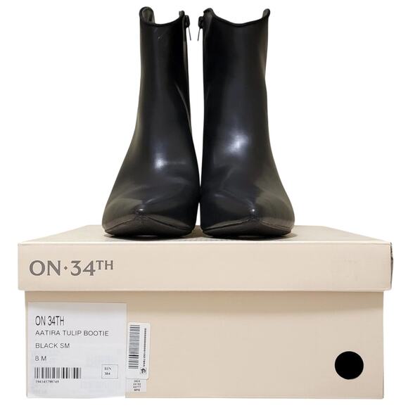 On 34th Women Kitten Heel Western Booties Aatira Size 8M Black Smooth - Picture 5 of 5